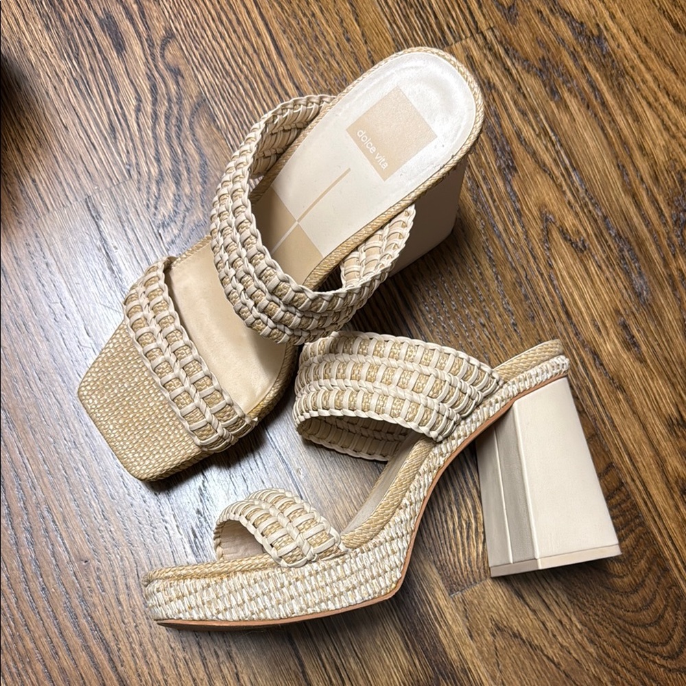 Chic Cream Block Heel Sandals dolce vita